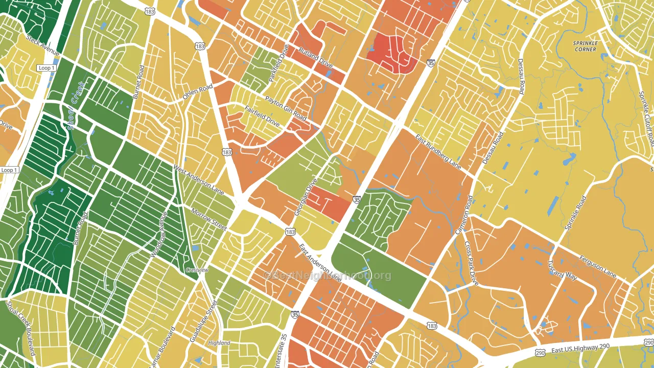 Georgian Acres, Austin, TX block-group voter-turnout map