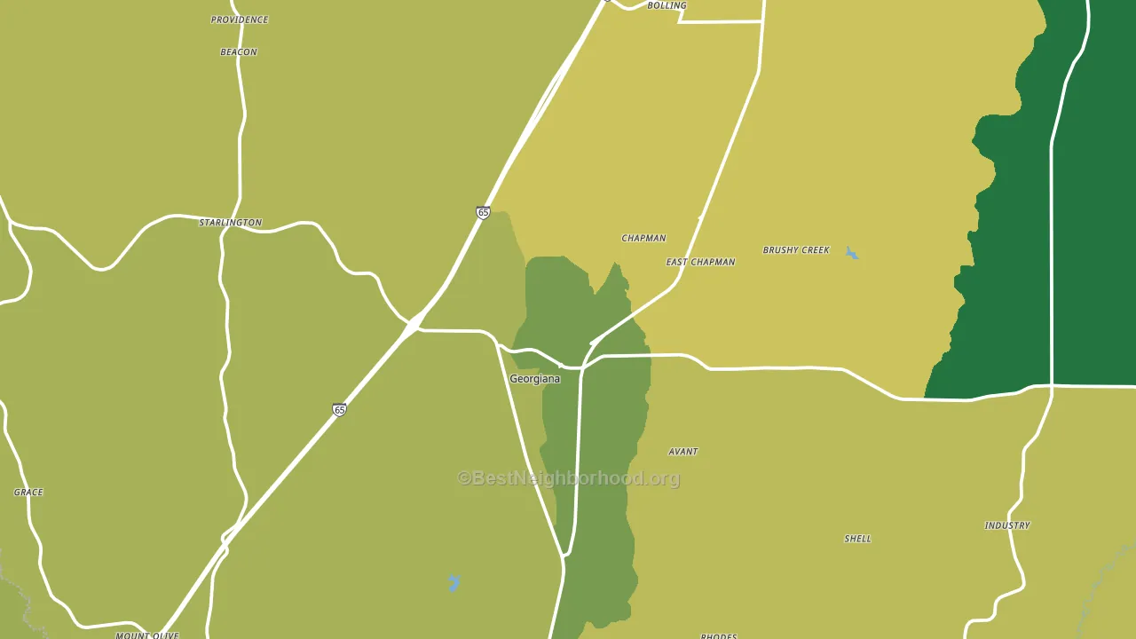Georgiana, AL block-group voter-turnout map