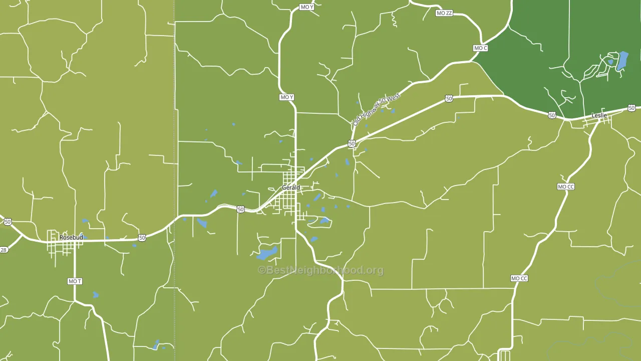 Gerald, MO block-group voter-turnout map
