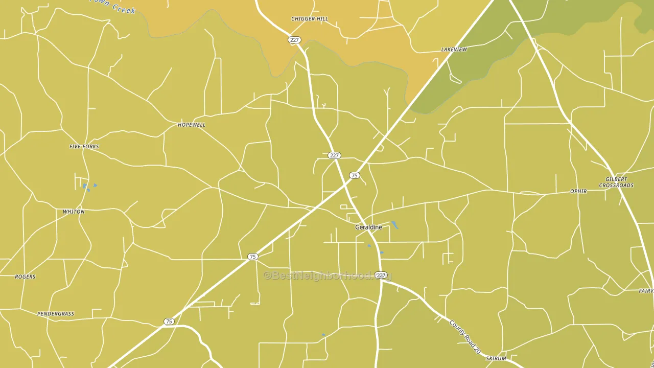 Geraldine, AL block-group voter-turnout map