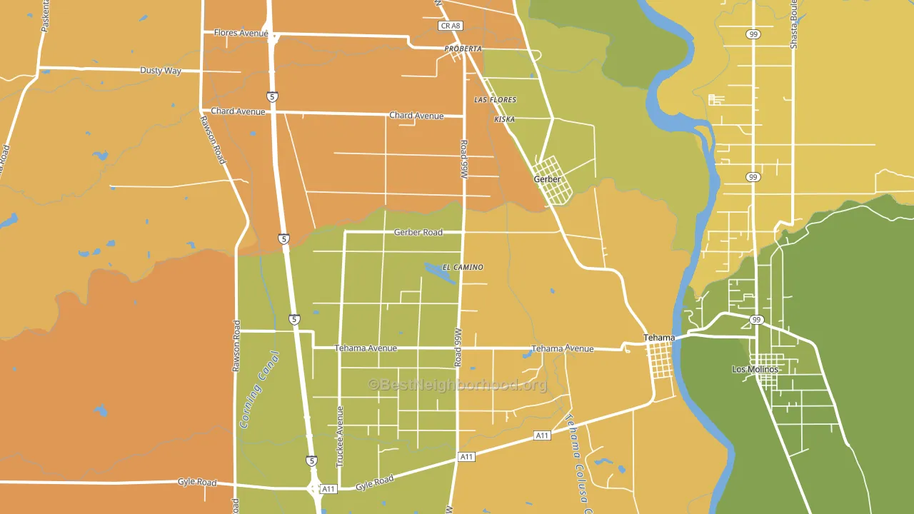 Gerber, CA block-group voter-turnout map