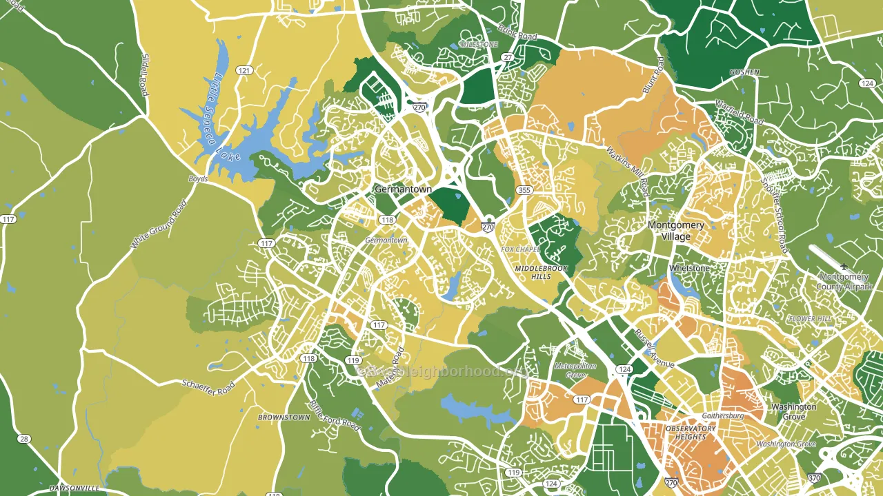 Germantown, MD block-group voter-turnout map