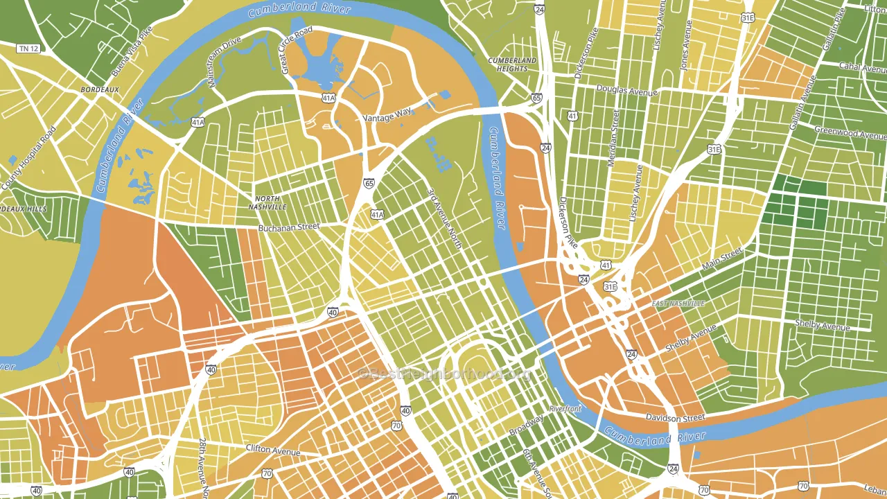 Germantown, Nashville, TN block-group voter-turnout map