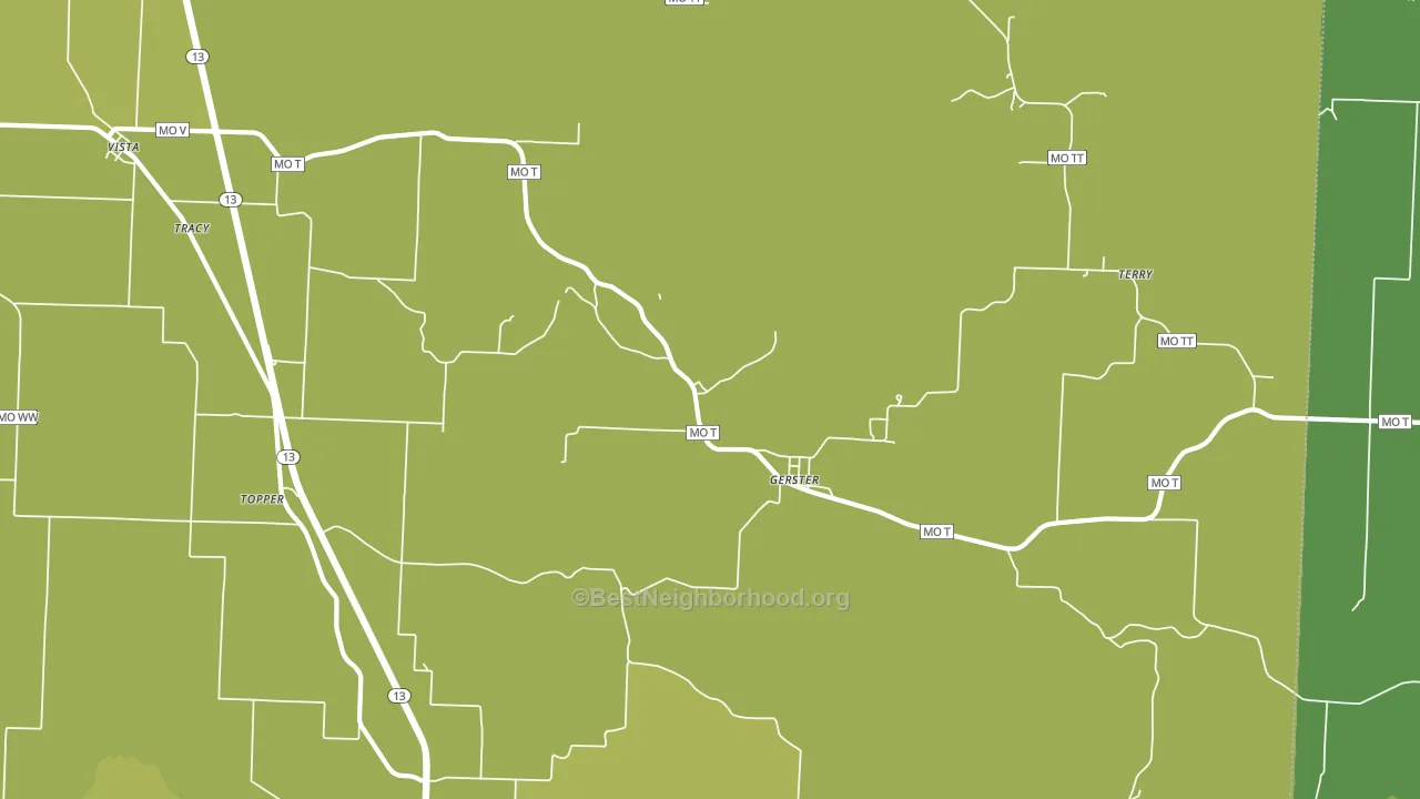Gerster, MO block-group voter-turnout map