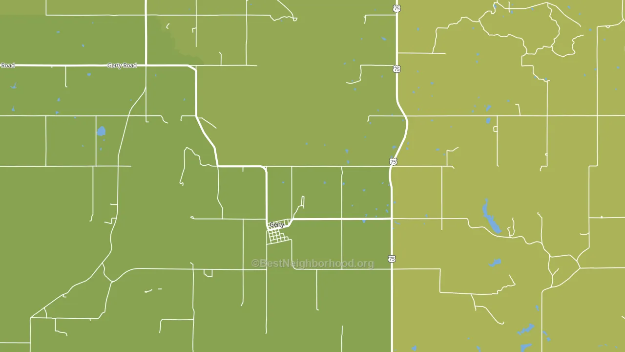 Gerty, OK block-group voter-turnout map