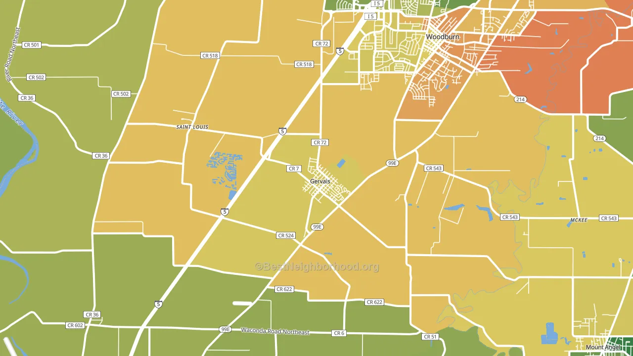 Gervais, OR block-group voter-turnout map
