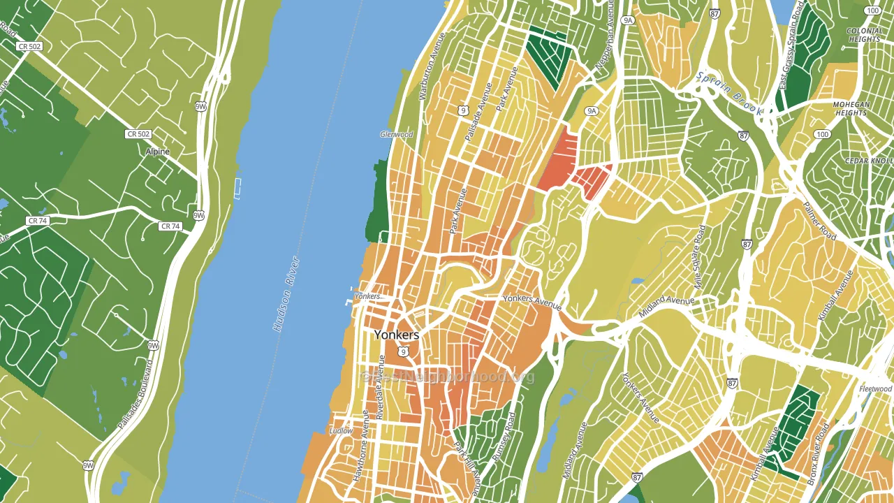 Getty Square, Yonkers, NY block-group voter-turnout map