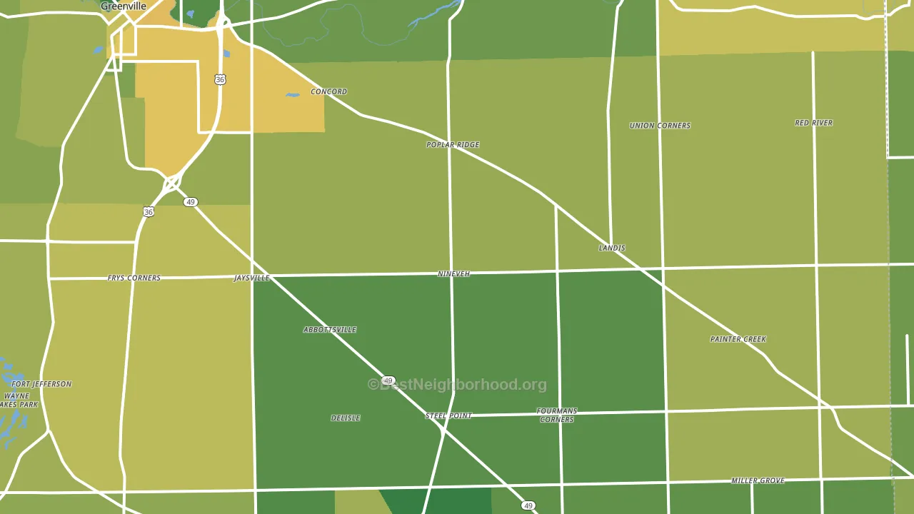 Gettysburg, OH block-group voter-turnout map
