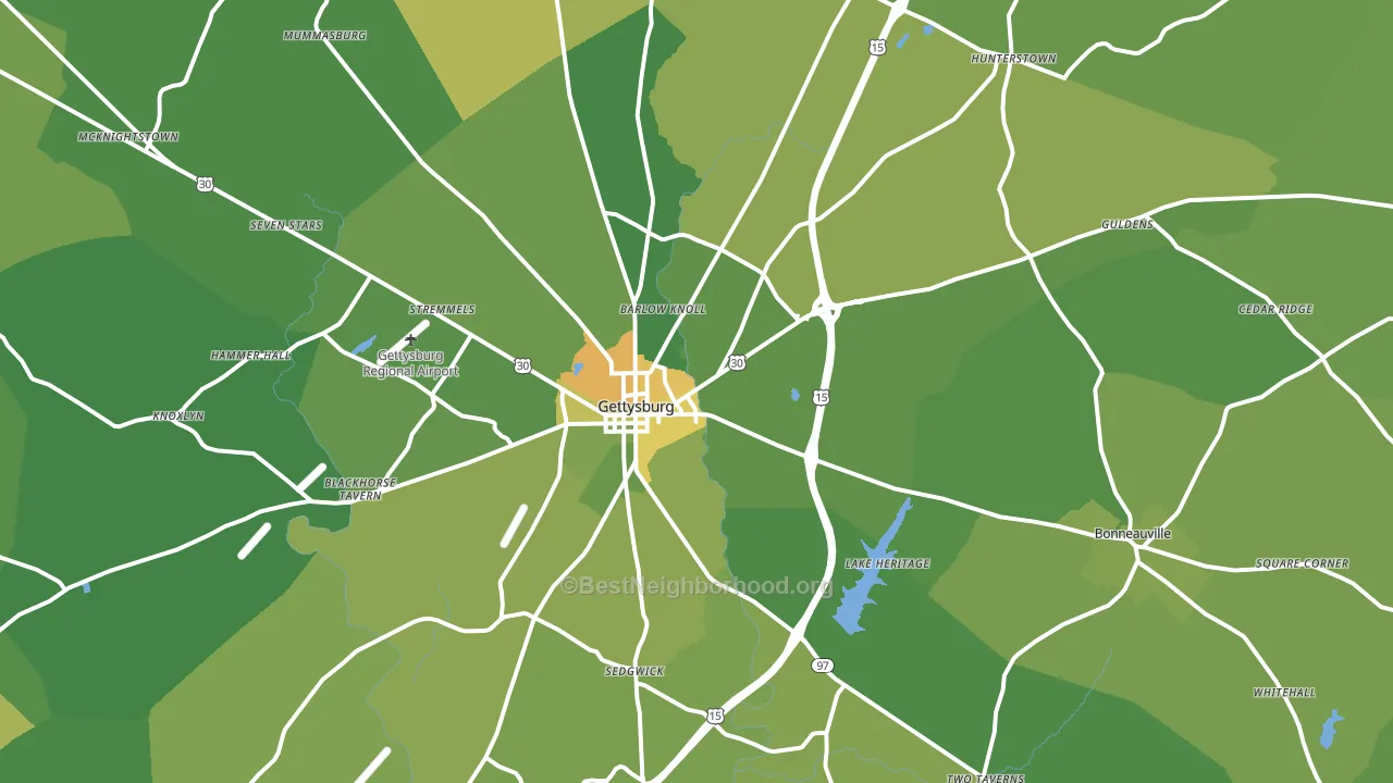 Gettysburg, PA block-group voter-turnout map