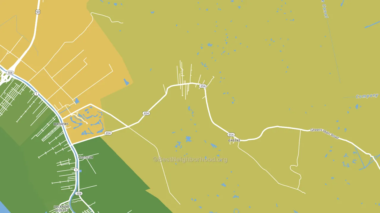 Gheens, LA block-group voter-turnout map