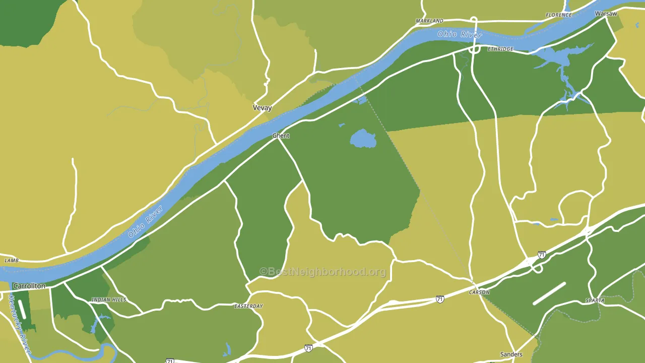 Ghent, KY block-group voter-turnout map