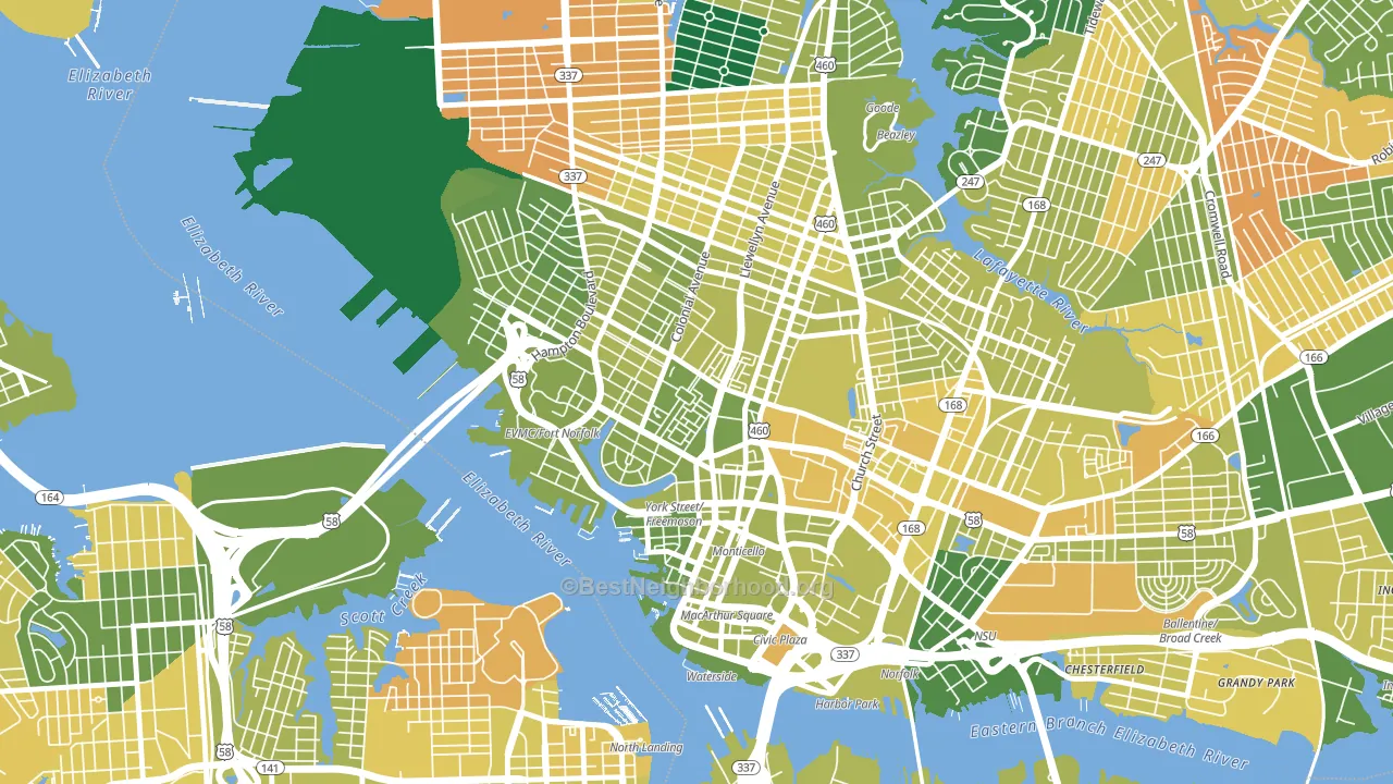 Ghent Square, Norfolk, VA block-group voter-turnout map