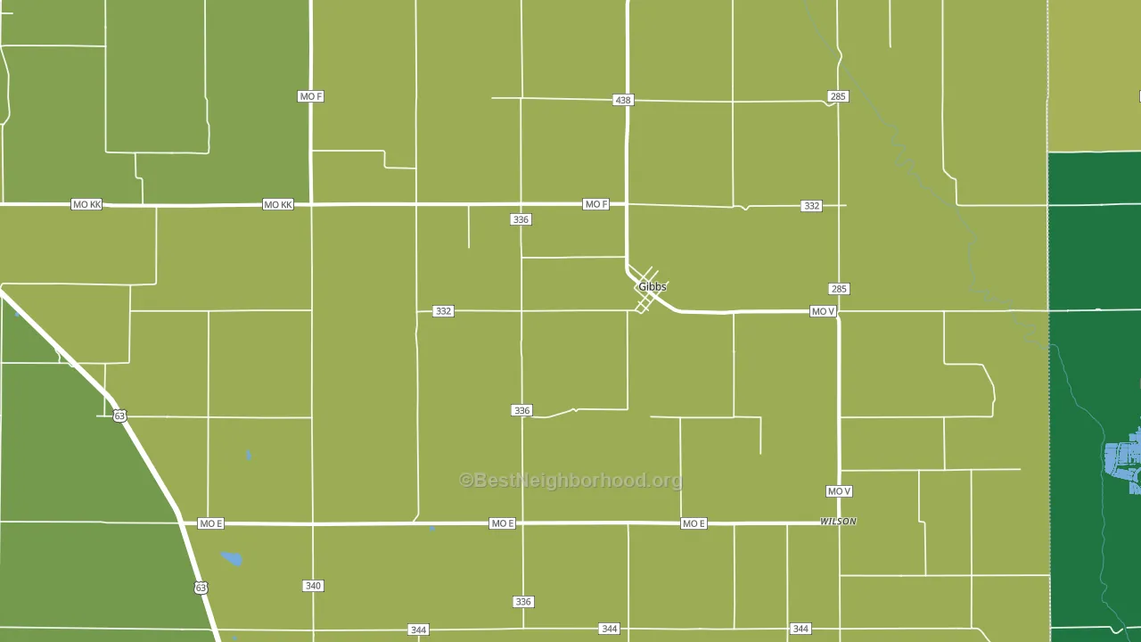 Gibbs, MO block-group voter-turnout map