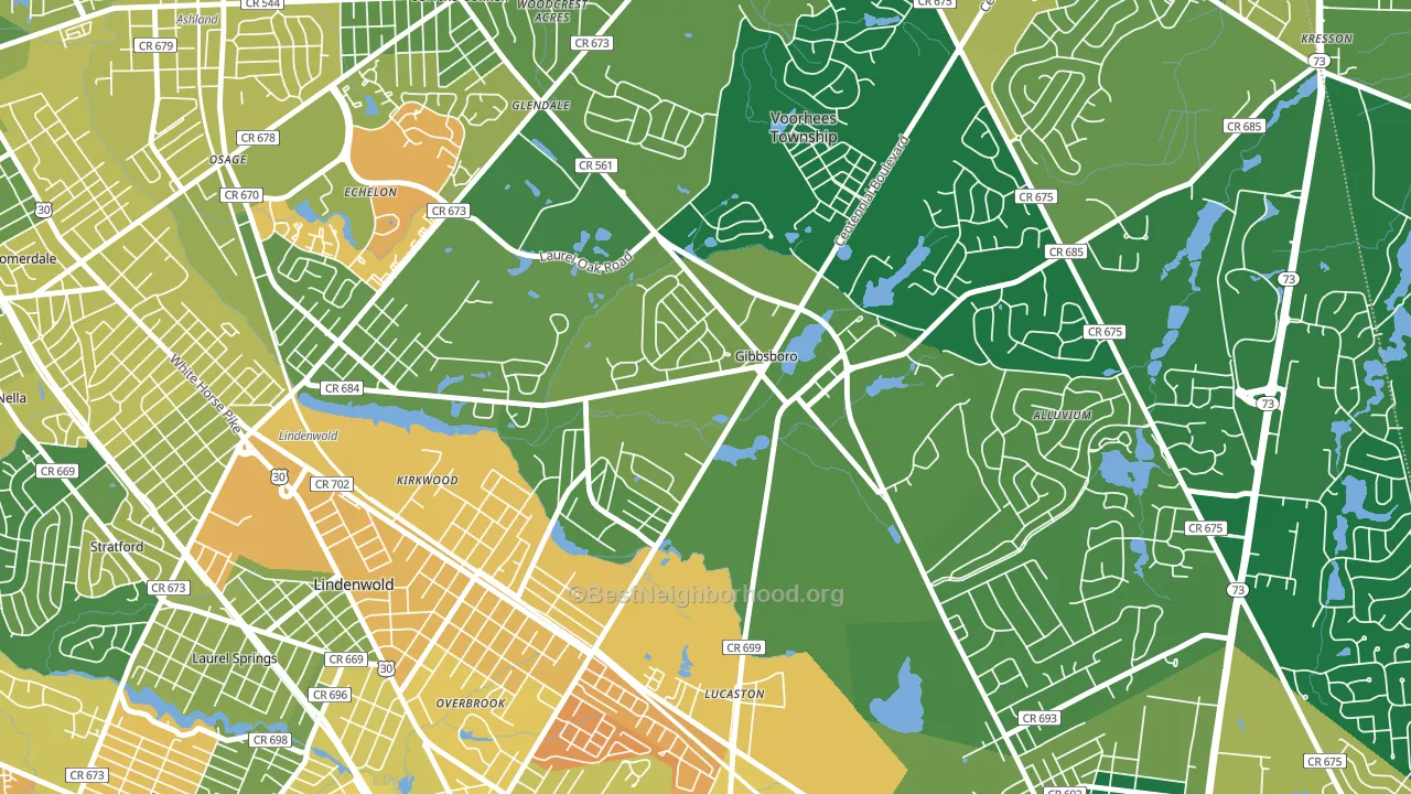 Gibbsboro, NJ block-group voter-turnout map