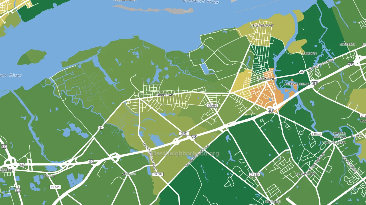 Gibbstown, NJ block-group voter-turnout map