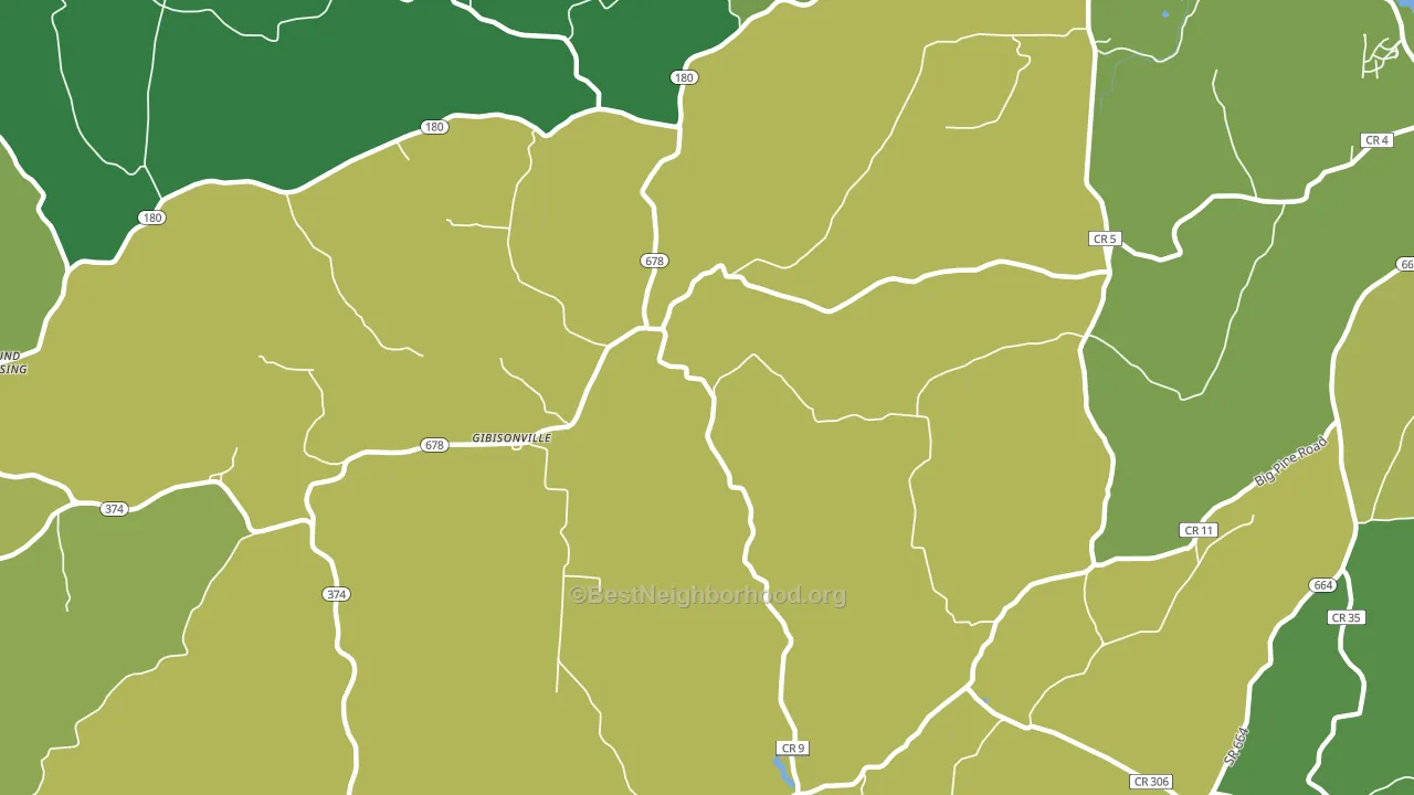 Gibisonville, OH block-group voter-turnout map