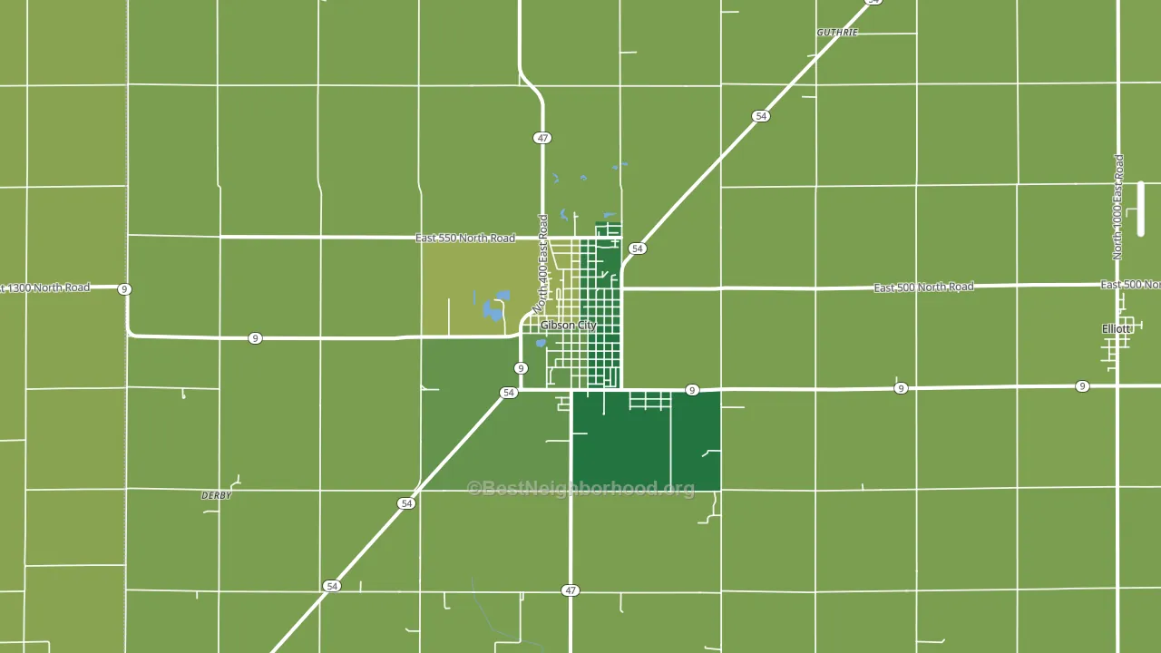 Gibson City, IL block-group voter-turnout map