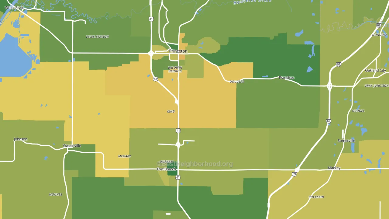 Gibson County, IN block-group voter-turnout map