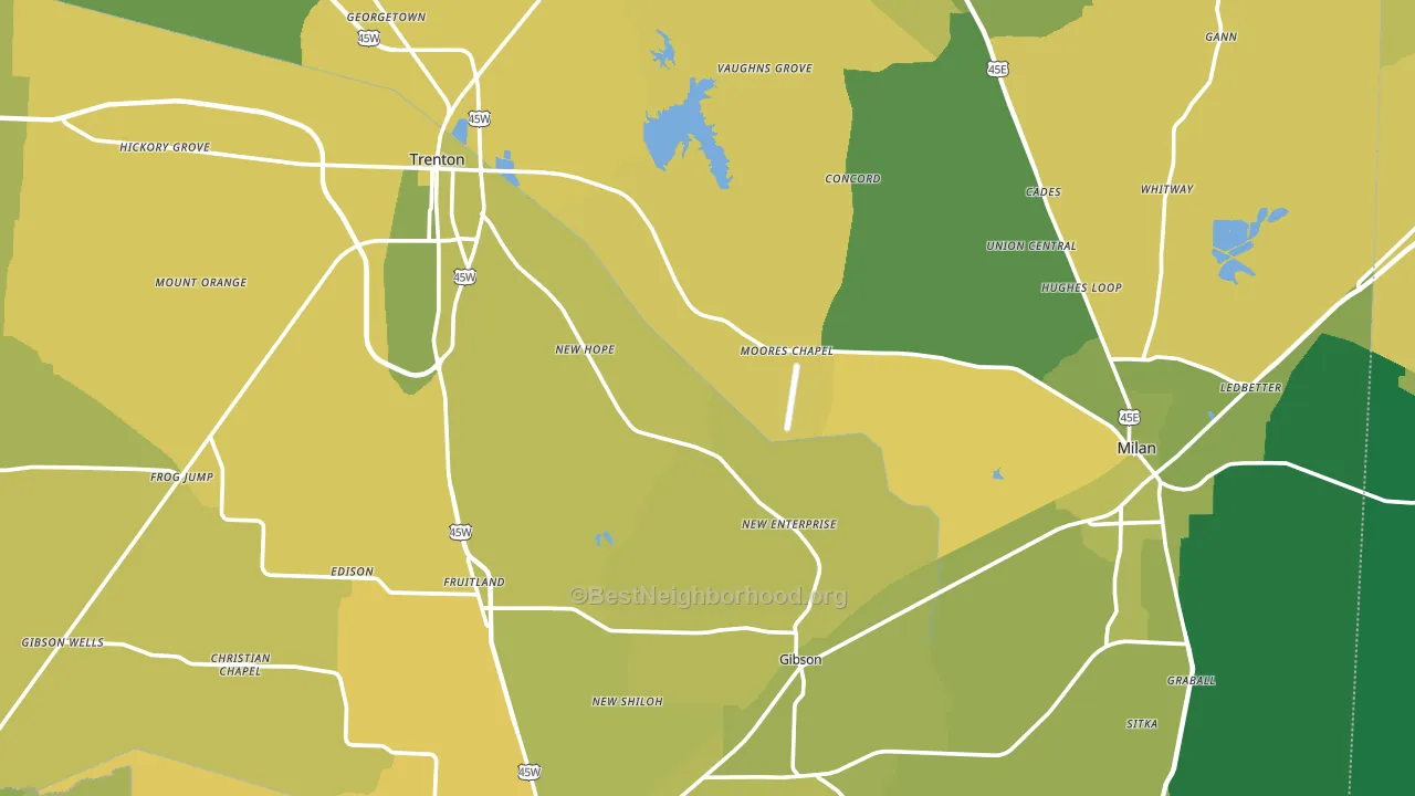 Gibson County, TN block-group voter-turnout map