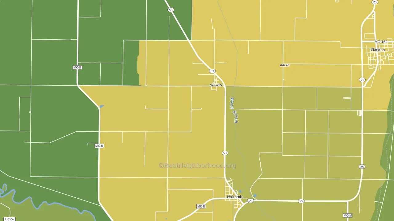 Gibson, MO block-group voter-turnout map