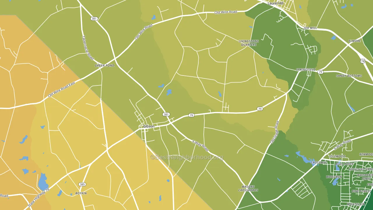 Gibson, NC block-group voter-turnout map