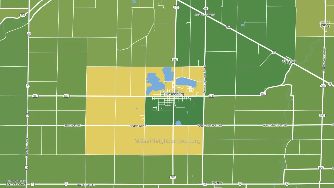 Gibsonburg, OH block-group voter-turnout map