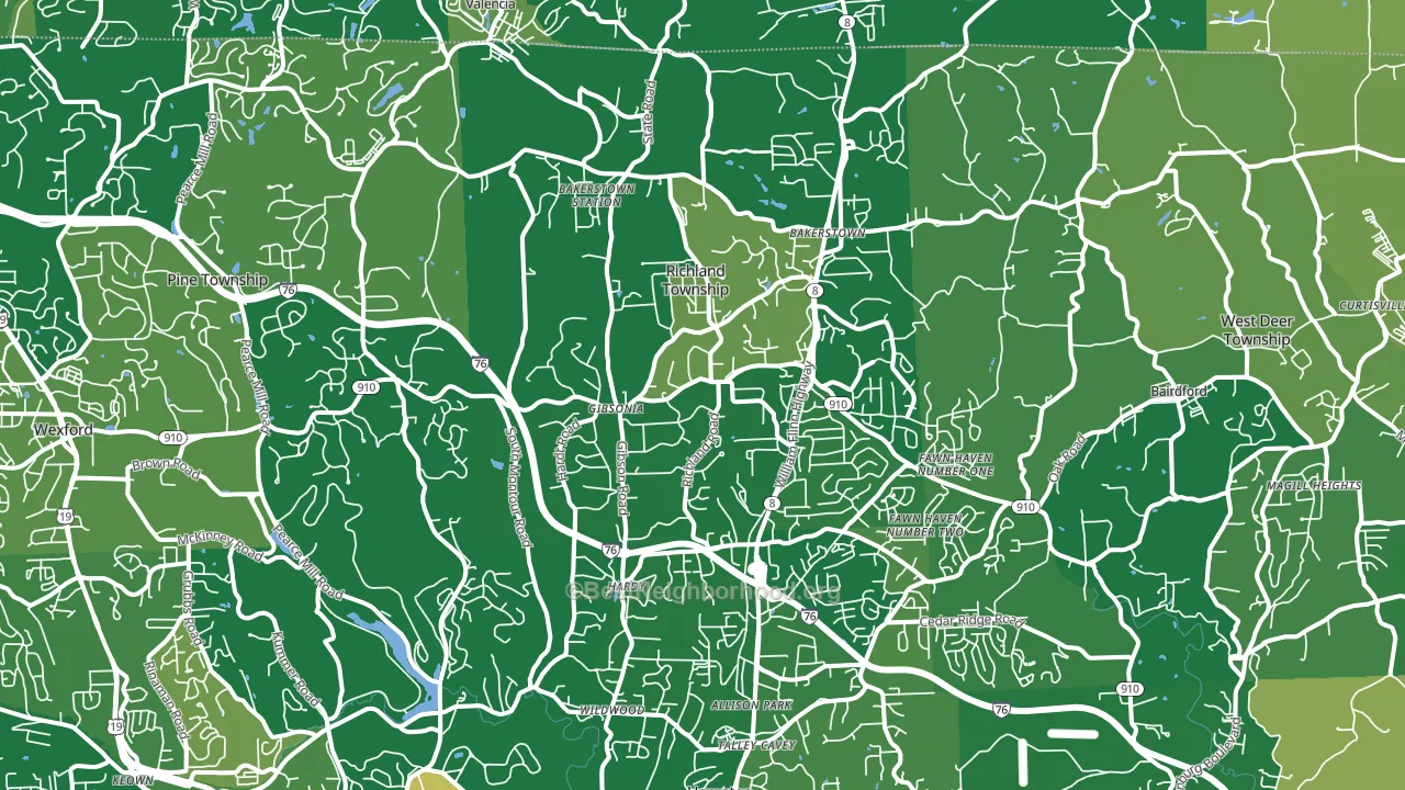 Gibsonia, PA block-group voter-turnout map