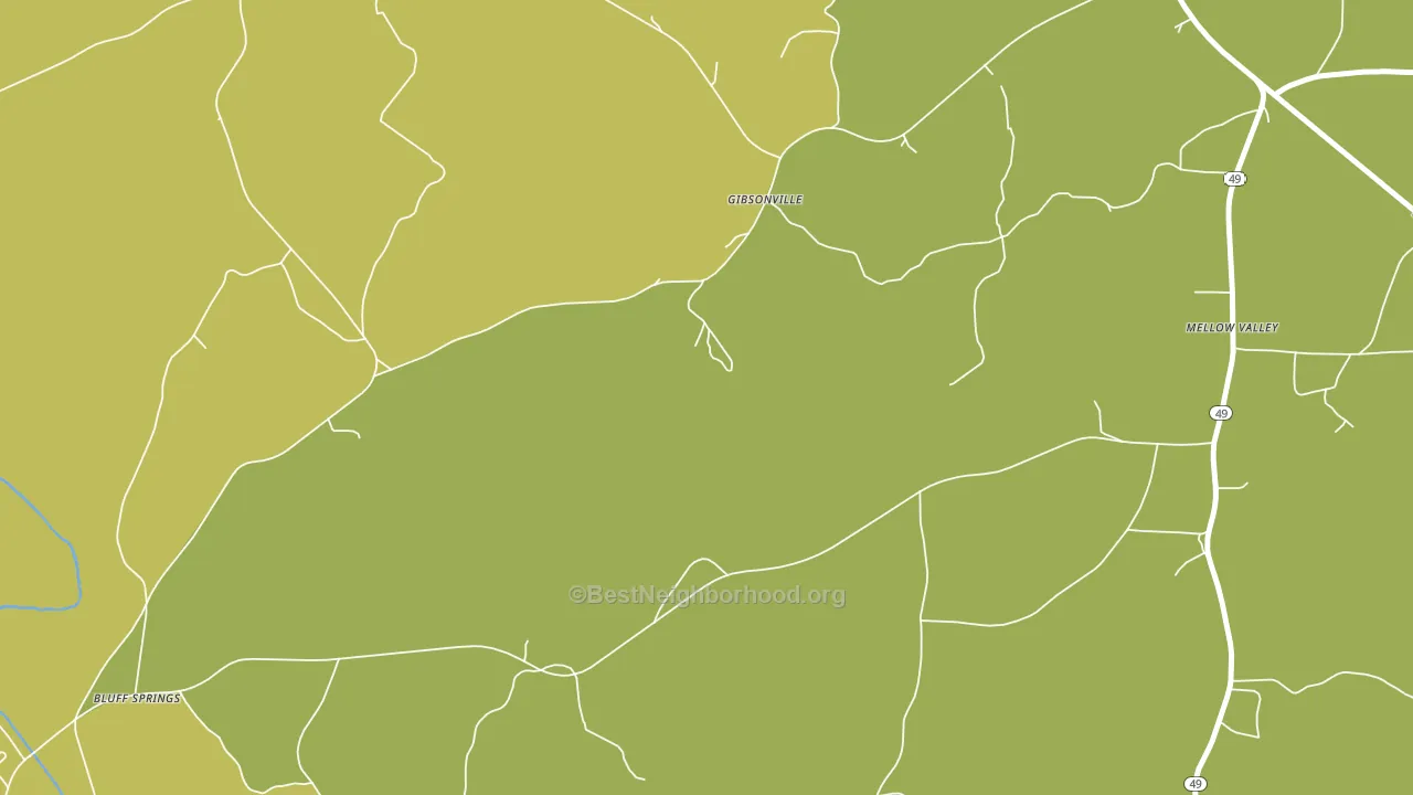 Gibsonville, AL block-group voter-turnout map