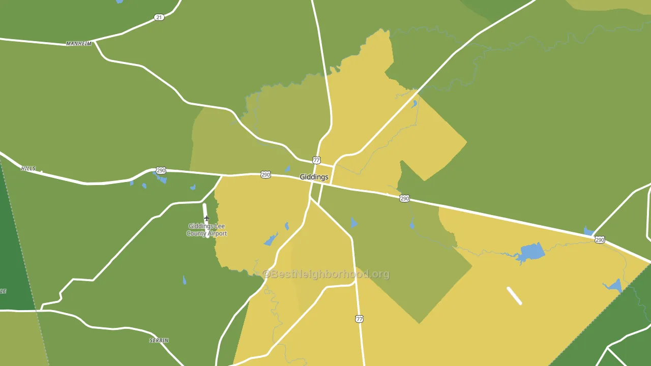 Giddings, TX block-group voter-turnout map