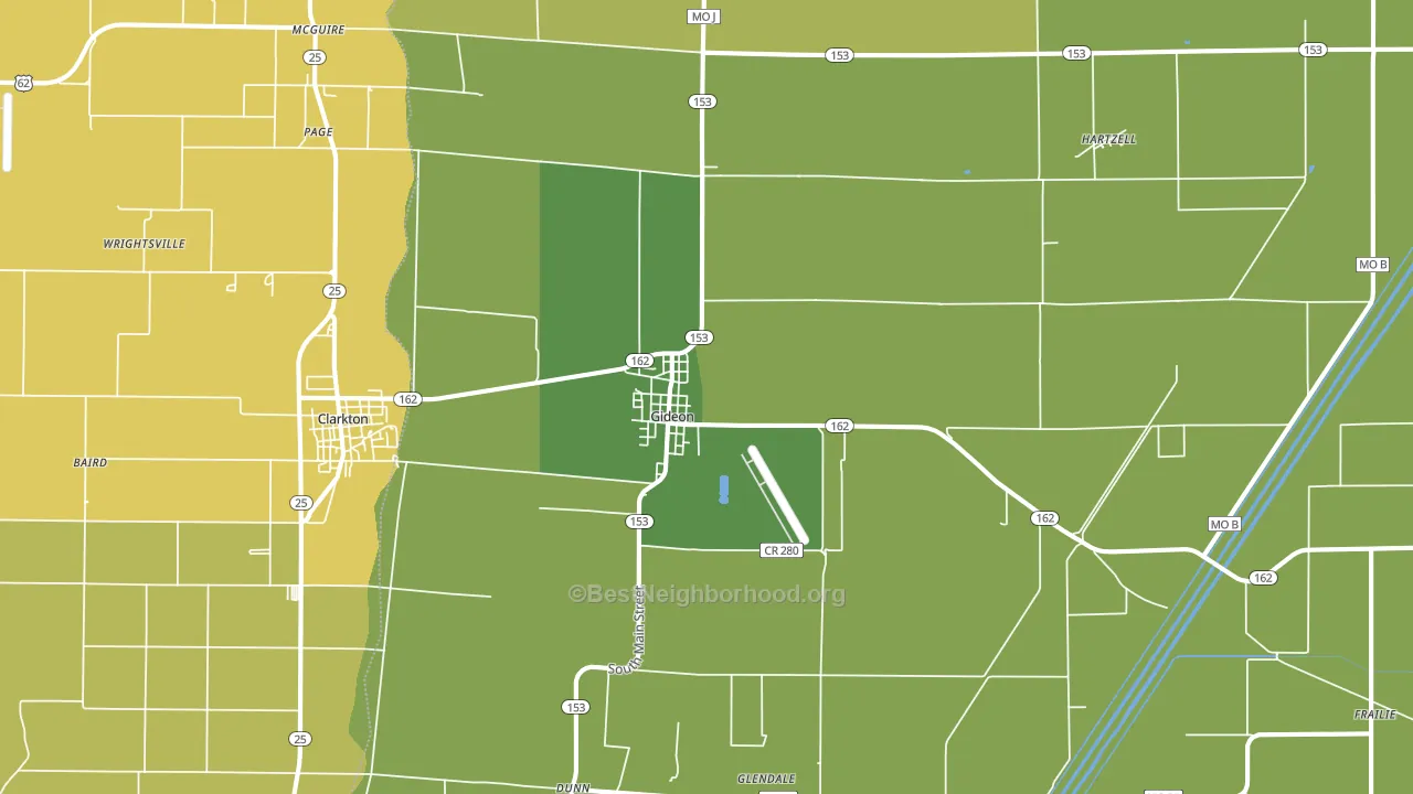 Gideon, MO block-group voter-turnout map