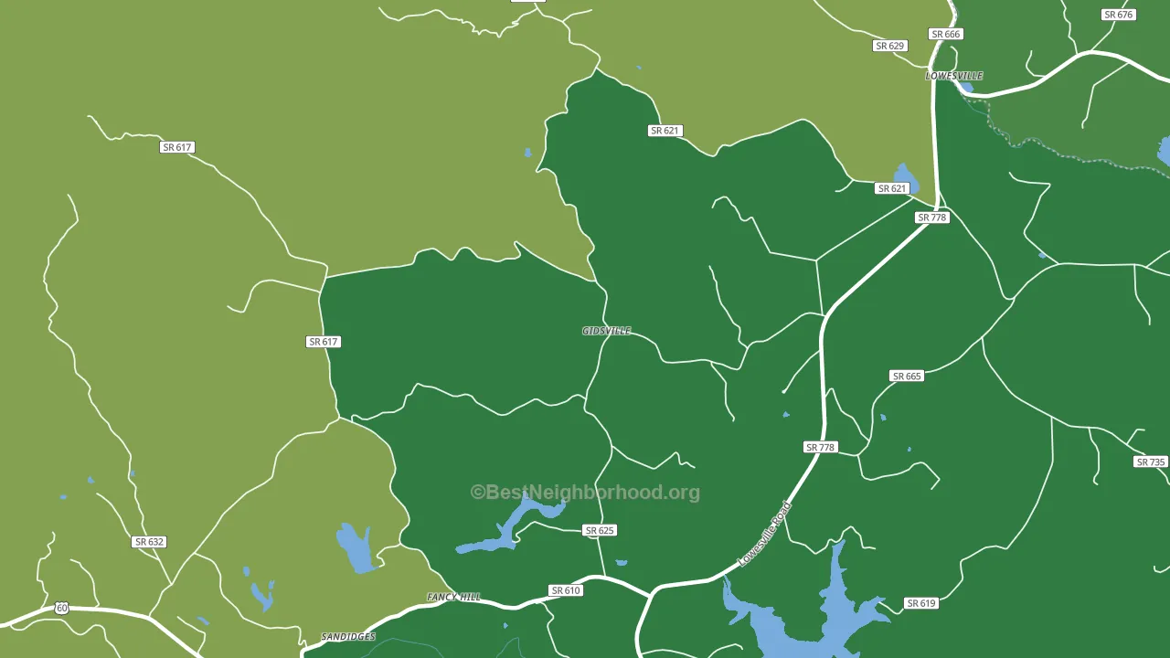 Gidsville, VA block-group voter-turnout map