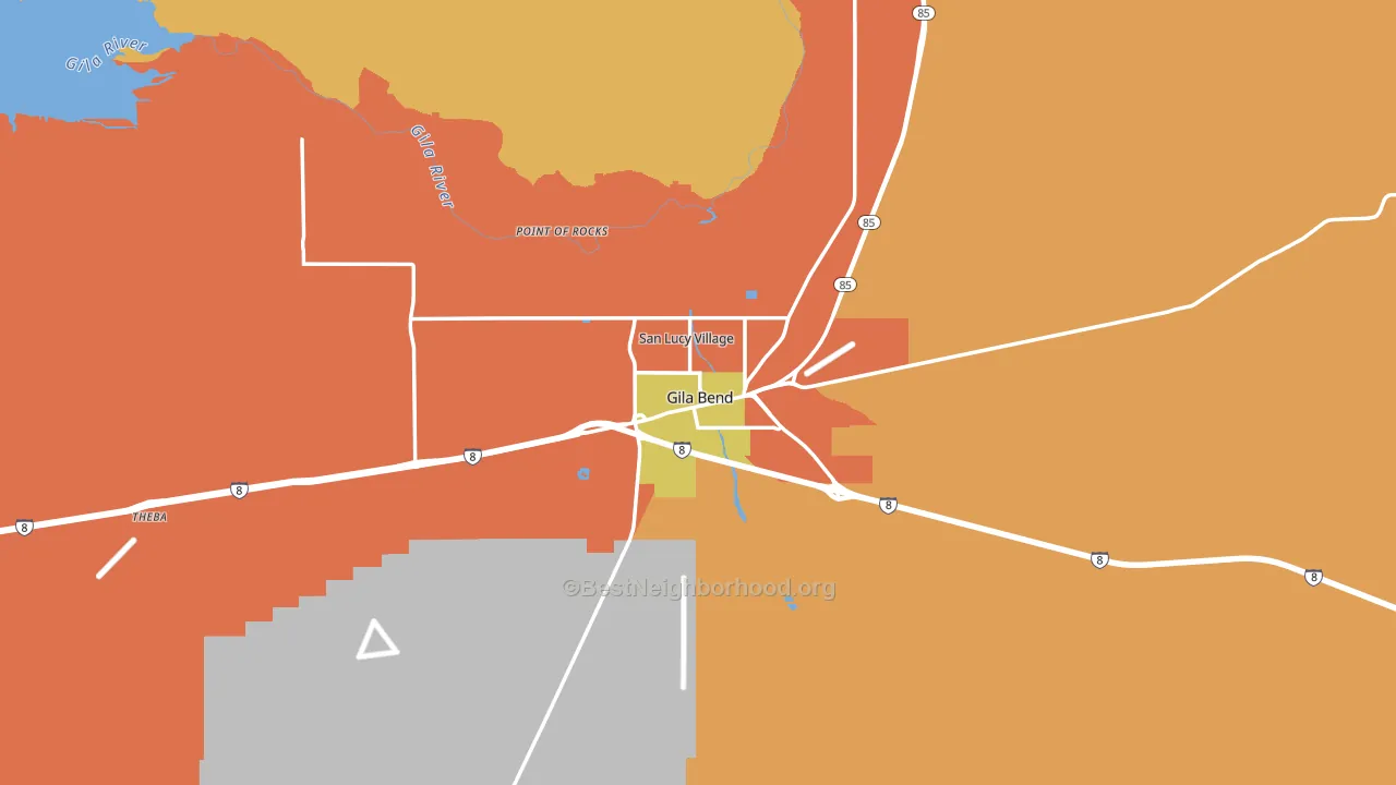 Gila Bend, AZ block-group voter-turnout map