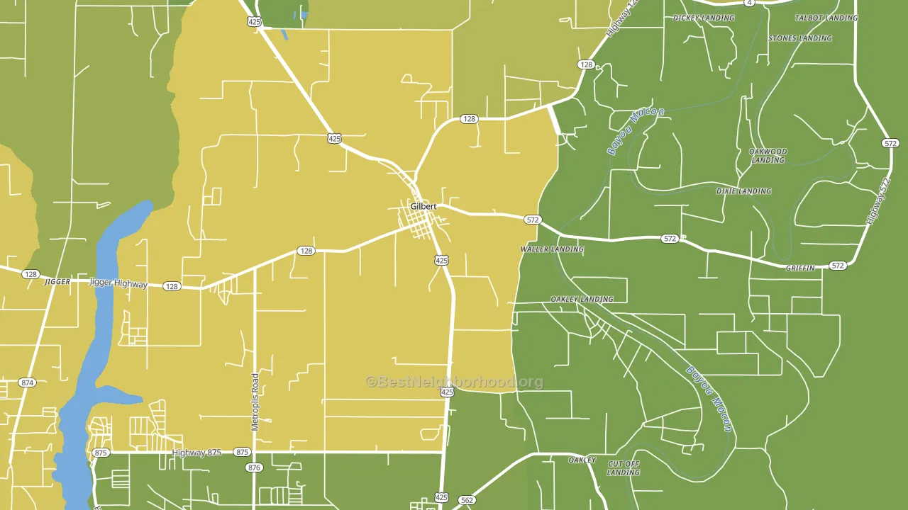 Gilbert, LA block-group voter-turnout map