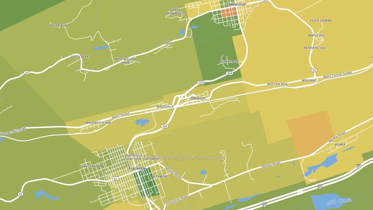Gilberton, PA block-group voter-turnout map