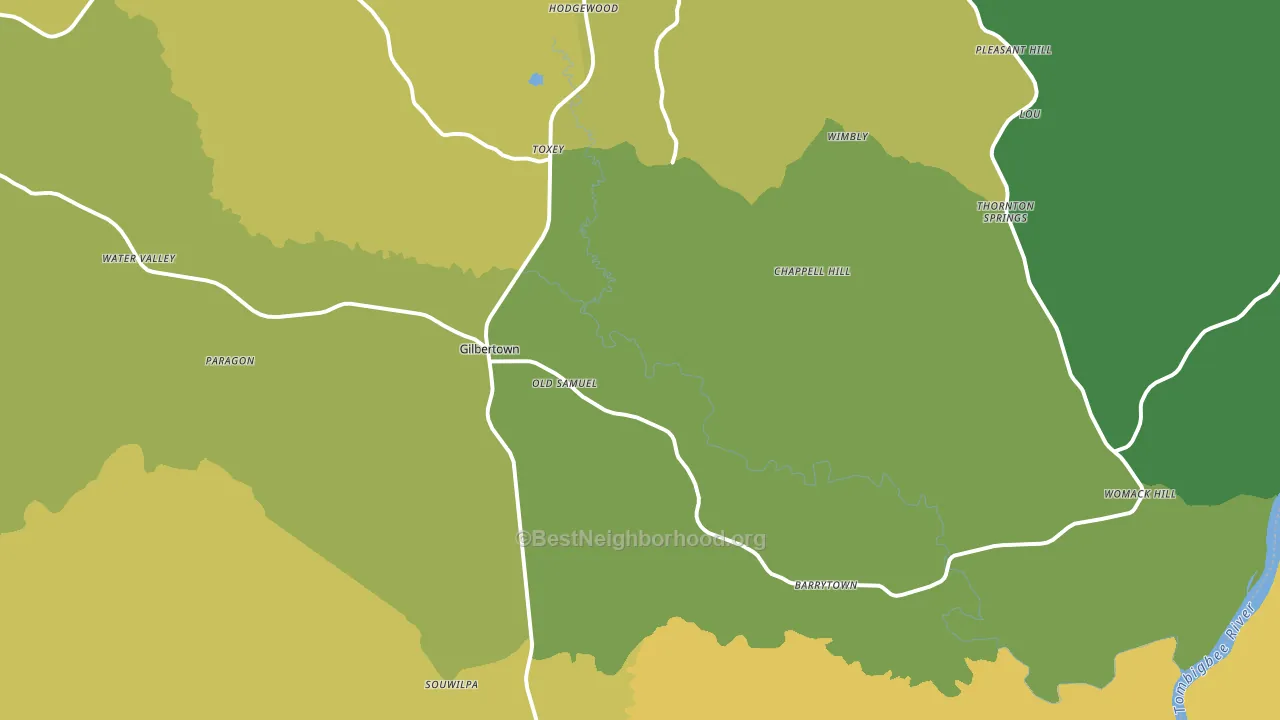 Gilbertown, AL block-group voter-turnout map