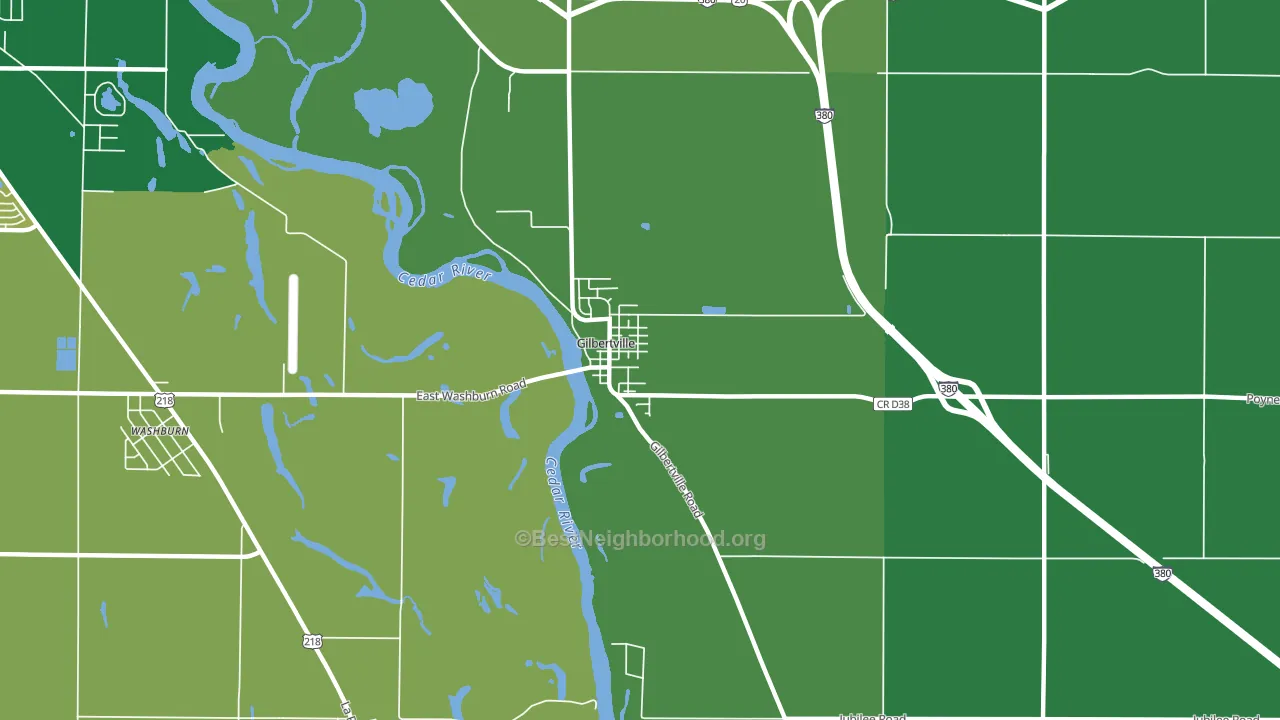 Gilbertville, IA block-group voter-turnout map