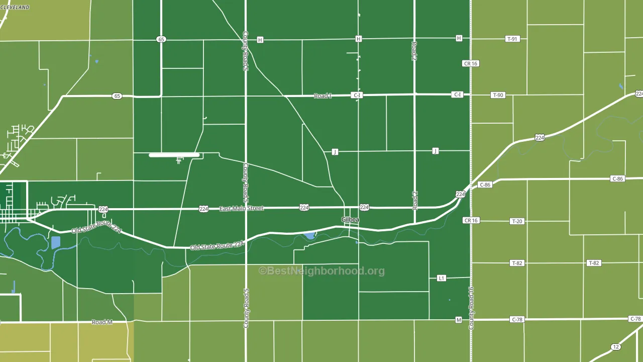 Gilboa, OH block-group voter-turnout map