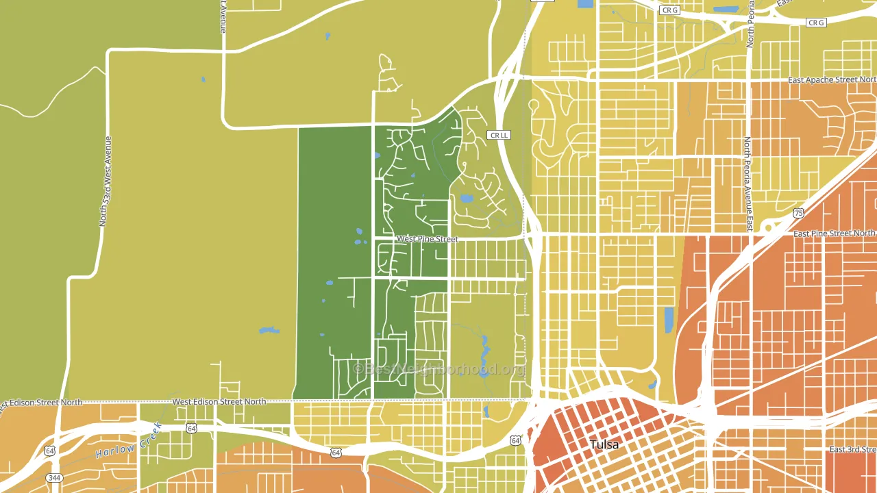 Gilcrease Hills, Tulsa, OK block-group voter-turnout map