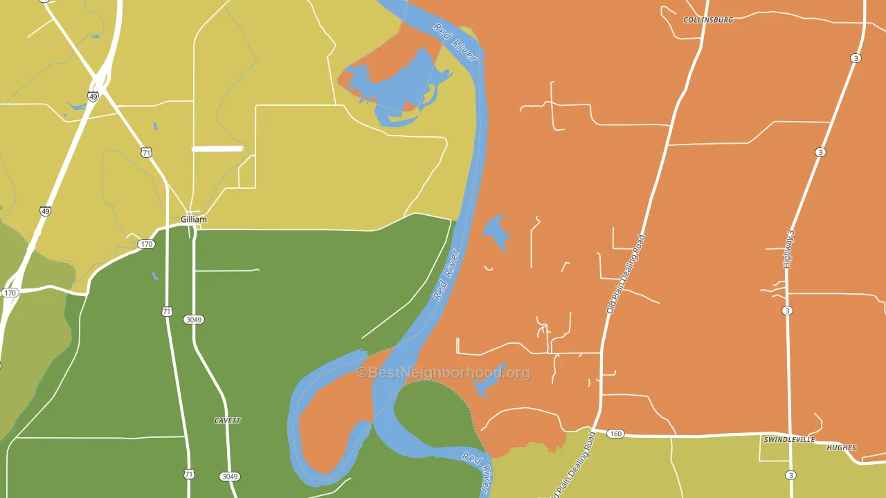 Gilliam, LA block-group voter-turnout map