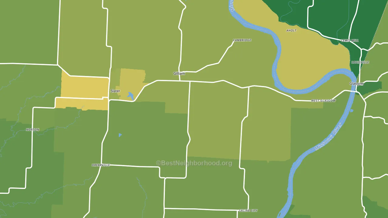 Gilliam, MO block-group voter-turnout map
