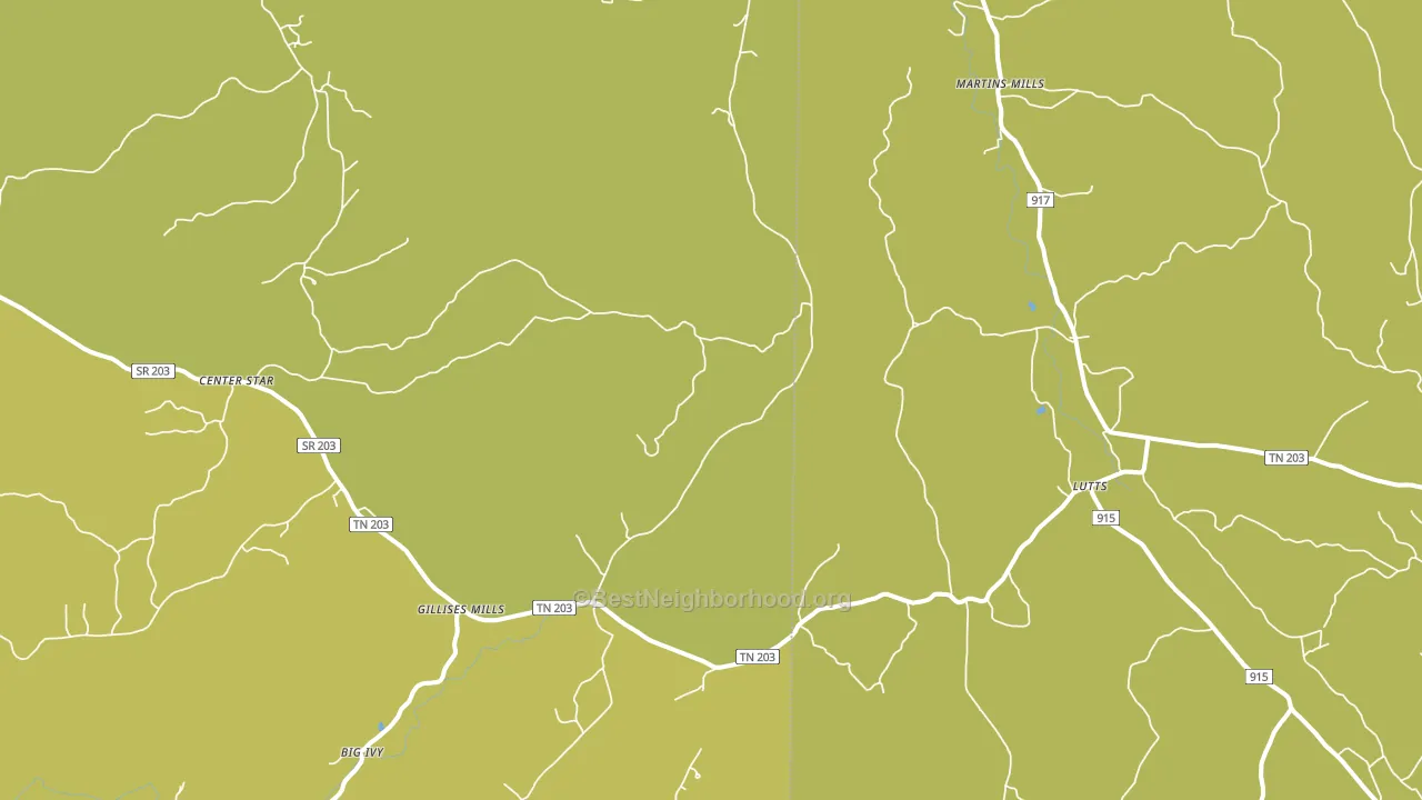 Gillises Mills, TN block-group voter-turnout map