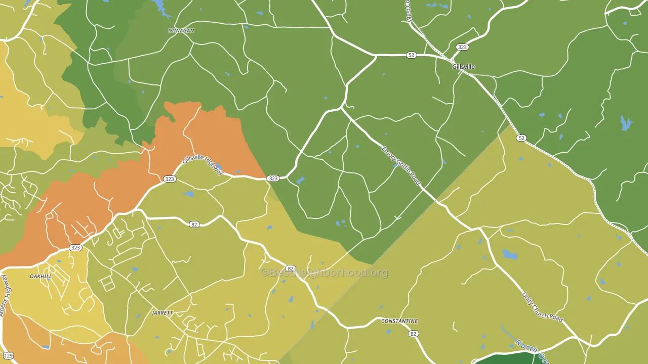 Gillsville, GA block-group voter-turnout map