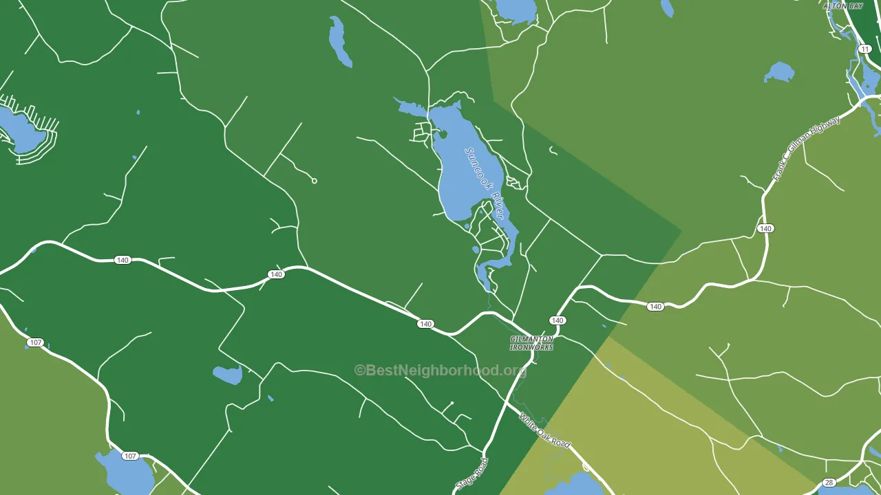 Gilmanton Iron Works, NH block-group voter-turnout map