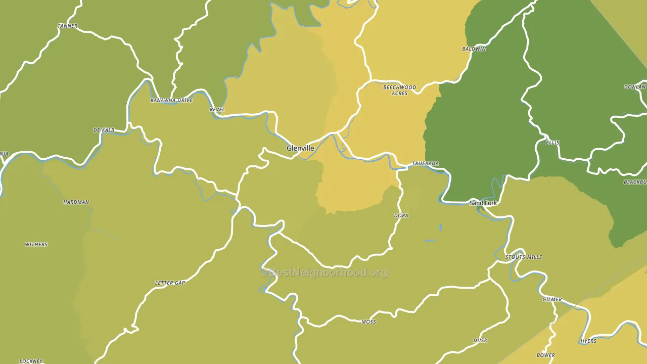 Gilmer County, WV block-group voter-turnout map