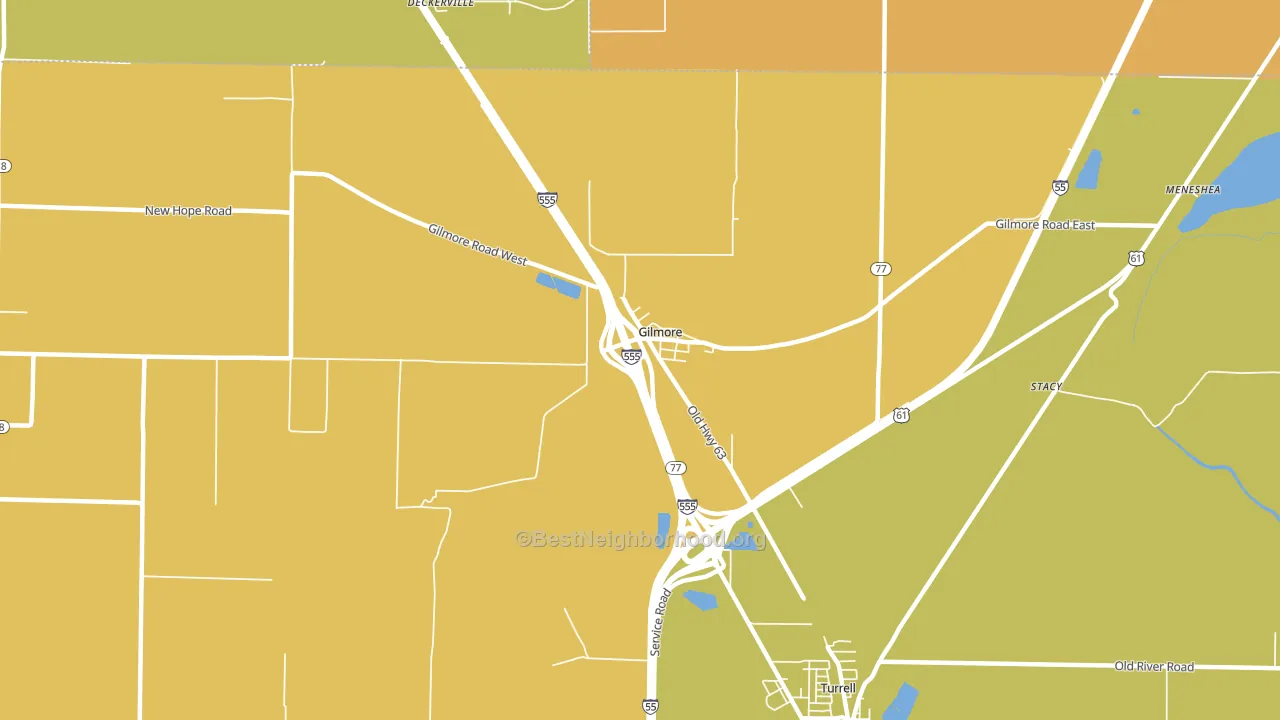 Gilmore, AR block-group voter-turnout map