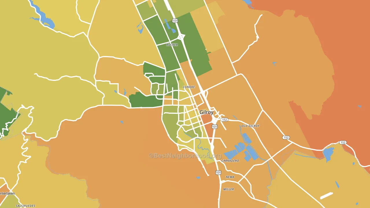 Gilroy, CA block-group voter-turnout map