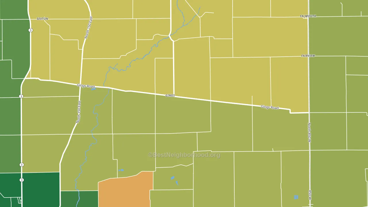 Gings, IN block-group voter-turnout map