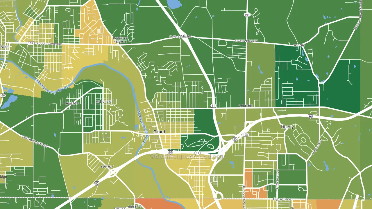 Girard, OH block-group voter-turnout map
