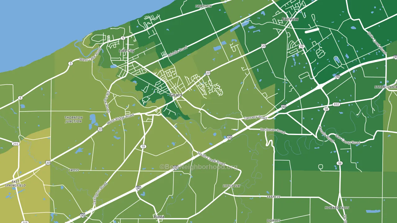 Girard, PA block-group voter-turnout map