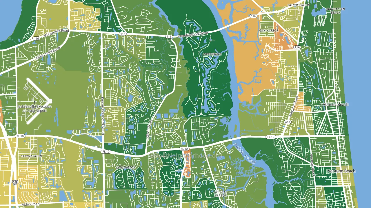 Girvin, Jacksonville, FL block-group voter-turnout map